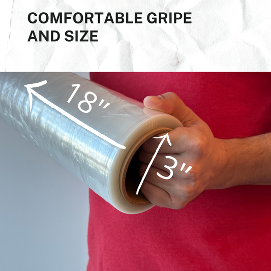 18" x 1500 ft 80 Gauge Stretch Wrap with Handles – Heavy Duty Pallet Film – 48 Cases (192 Rolls) per Pallet – B2B Wholesale