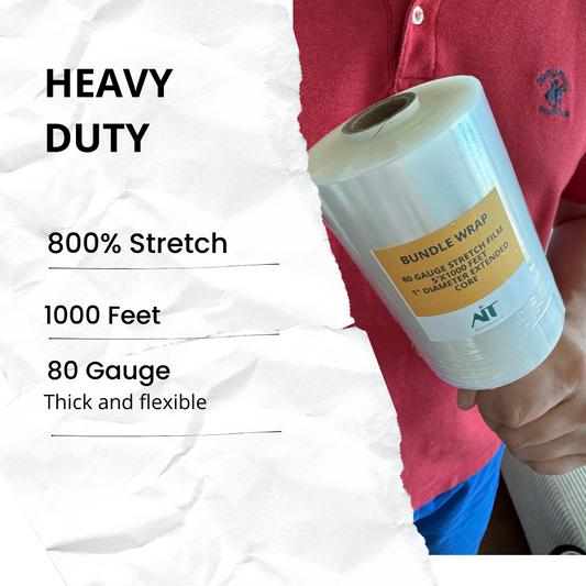 5" x 1000 ft 80 Gauge Mini Stretch Wrap – Clear – 55 Cases (660 Rolls) per Pallet – B2B Wholesale