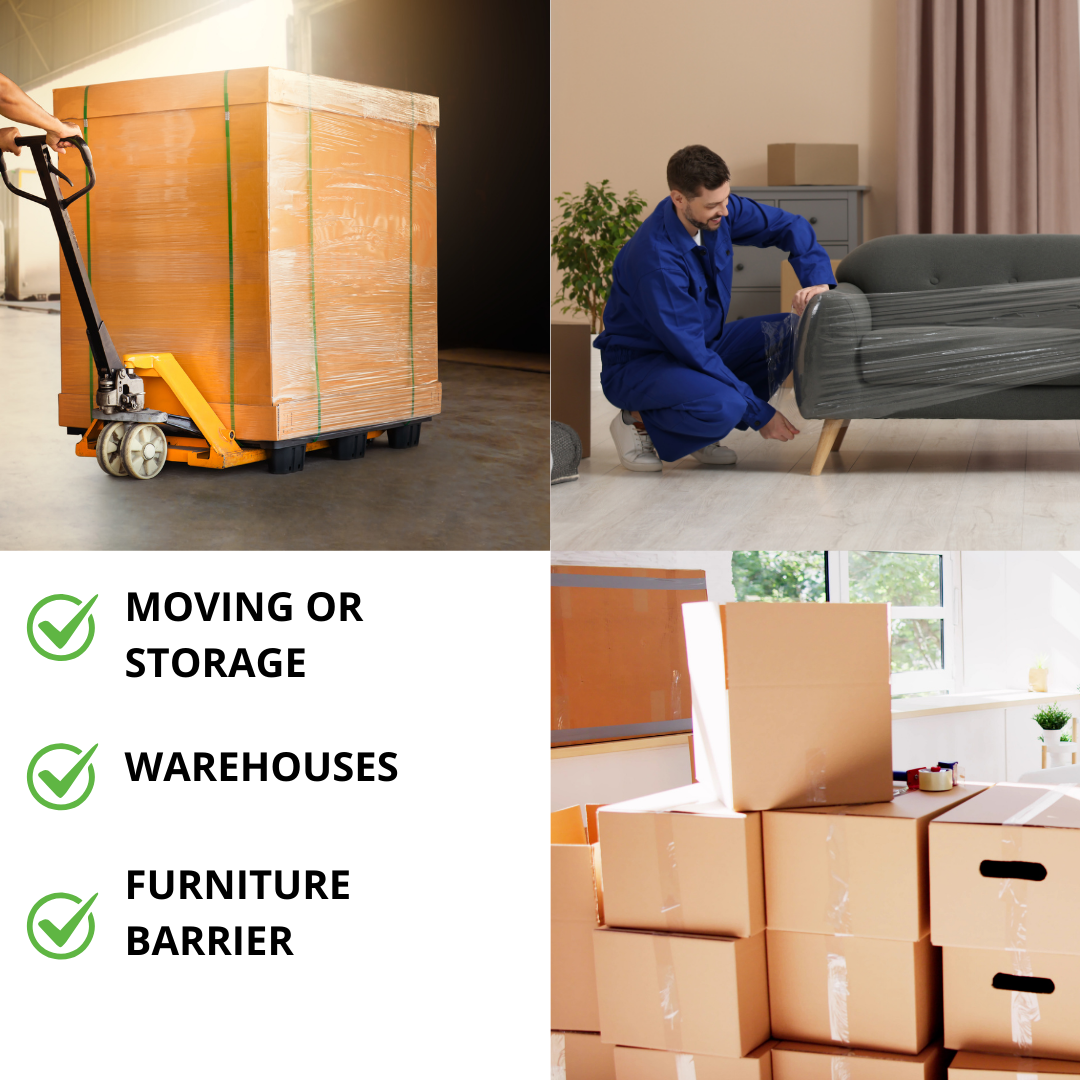 18" x 1500 ft 80 Gauge Stretch Wrap with Handles ā Heavy Duty Pallet Film ā 48 Cases (192 Rolls) per Pallet ā B2B Wholesale