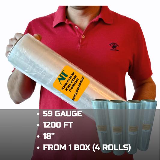 18" x 1200 ft 60 Gauge Stretch Film – 70 Cases (280 Rolls) per Pallet – Wholesale B2B Pallet Sale – Local Pick-Up