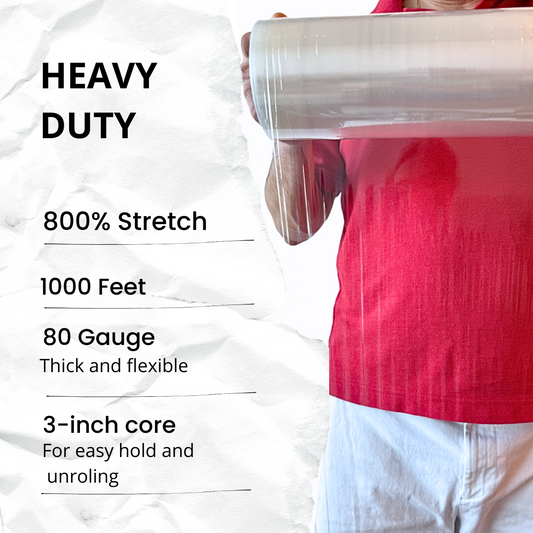 18" x 1000 ft 80 Gauge Stretch Wrap – Heavy Duty Pallet Film – 70 Cases (280 Rolls) per Pallet – B2B Wholesale – Local Pick-Up